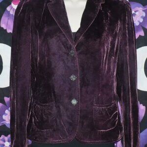 VTG TAHARI Burgundy whimsigoth y2k 90s Plum Velvet Velour Blazer S/P vampire